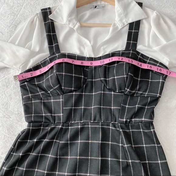 Window Pane Plaid Dress w/Attached Blouse - Picture 5 of 11